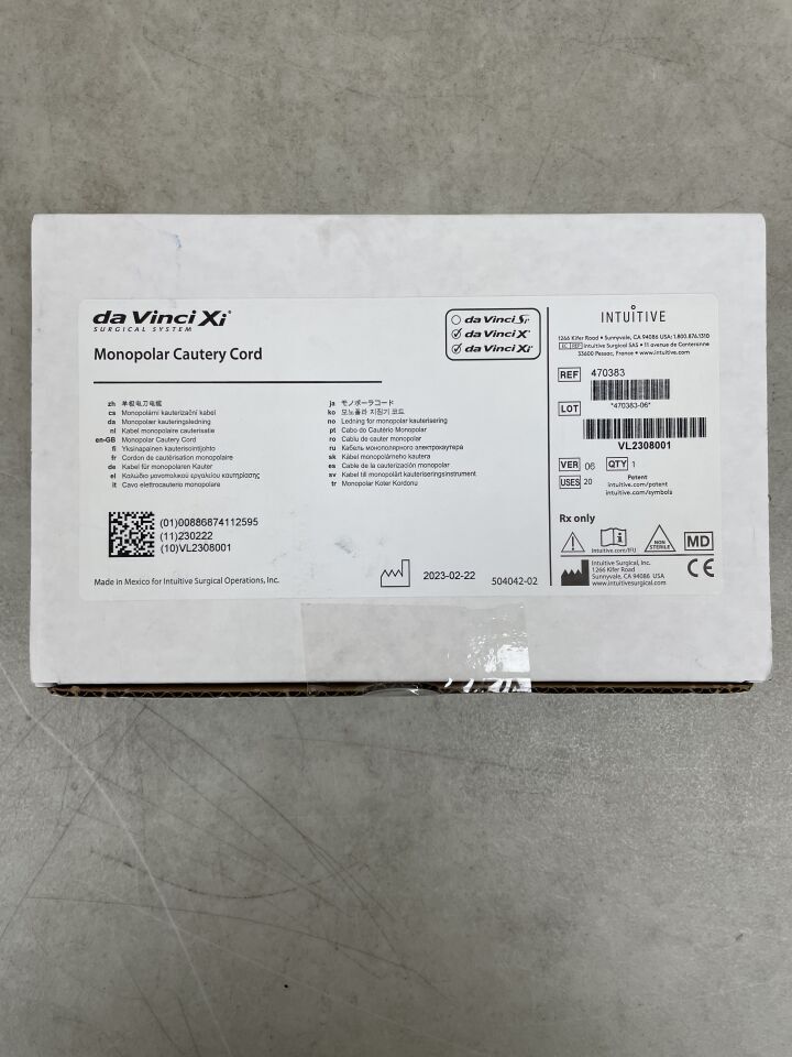 470383 - QUIRÚRGICA INTUITIVA - Cable para instrumento de energía monopolar da Vinci Xi, 13 pies, (Caja/1) - (Fecha de vencimiento: 2099-12-31)