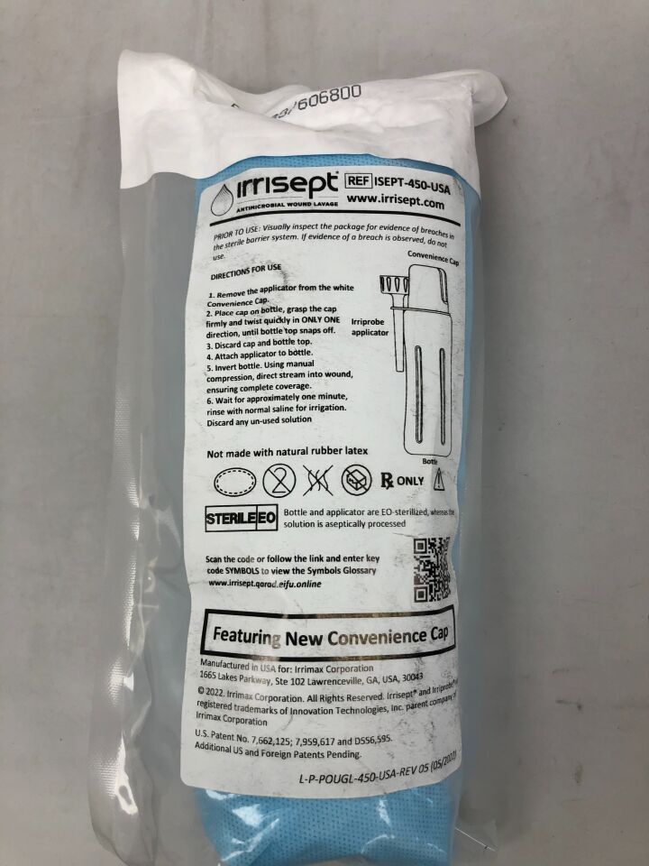ISEPT-450-USA - IRRIMAX - Lavado de heridas antimicrobiano Irrisept, (BX/12) - (Fecha de caducidad: 2026-06-30)
