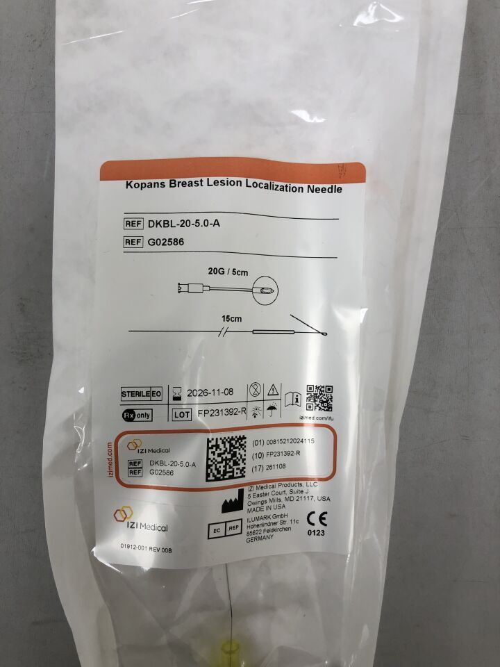 G02586 - IZI MEDICAL - Kopans 乳房病灶定位針，20G/5cm，15cm，（EA）-（有效期至：2026-11-08）