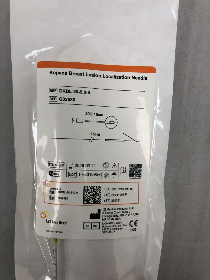G02586 - IZI MEDICAL - Kopans 乳房病灶定位針，20G/5cm，15cm，（EA）-（有效期至：2026-03-21）
