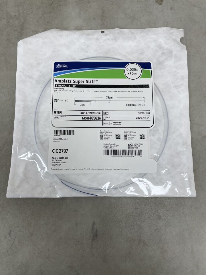 46563 - BOSTON SCIENTIFIC - Amplatz Super Stiff Guidewire - Straight Tip - .035" x 75cm, (EA) - ( Expiry Date: 2025-10-20 )