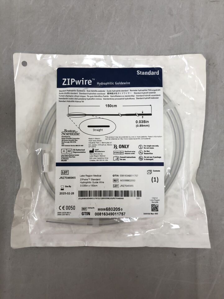 680205 - BOSTON SCIENTIFIC - ZIPWire Standard Hydrophilic Guidewire, 0.035, (EA) - ( Expiry Date: 2025-06-30 )