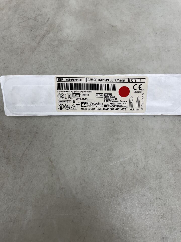 505024100 - CONMED - C-Wire Pak Double Ended Orthopedic Wire, Spade, 0.028 in. dia., (EA) - ( Expiry Date: 2026-01-13 )