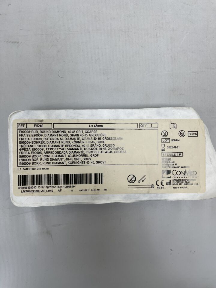 E5240 - CONMED - E9000 Bur Round Diamond, 40-45 Grit, Coarse , 4 x 48mm, (EA) - ( Expiry Date: 2025-11-22 )