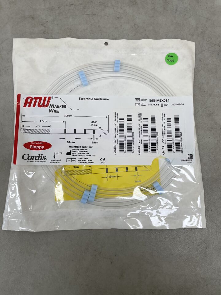 595-MEX014 - CORDIS - ATW Marker Wire Guidewire, Floppy Straight 0.014" x 300cm, (EA) - ( Expiry Date: 2025-09-30 )