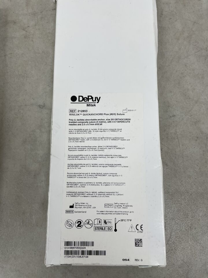 212853 - DEPUY - Minilok QuickAnchor Plus PLA Suture Anchor, Size - 2-0, 2.3 x 5 mm, (BX/1) - ( Expiry Date: 2024-12-31 )