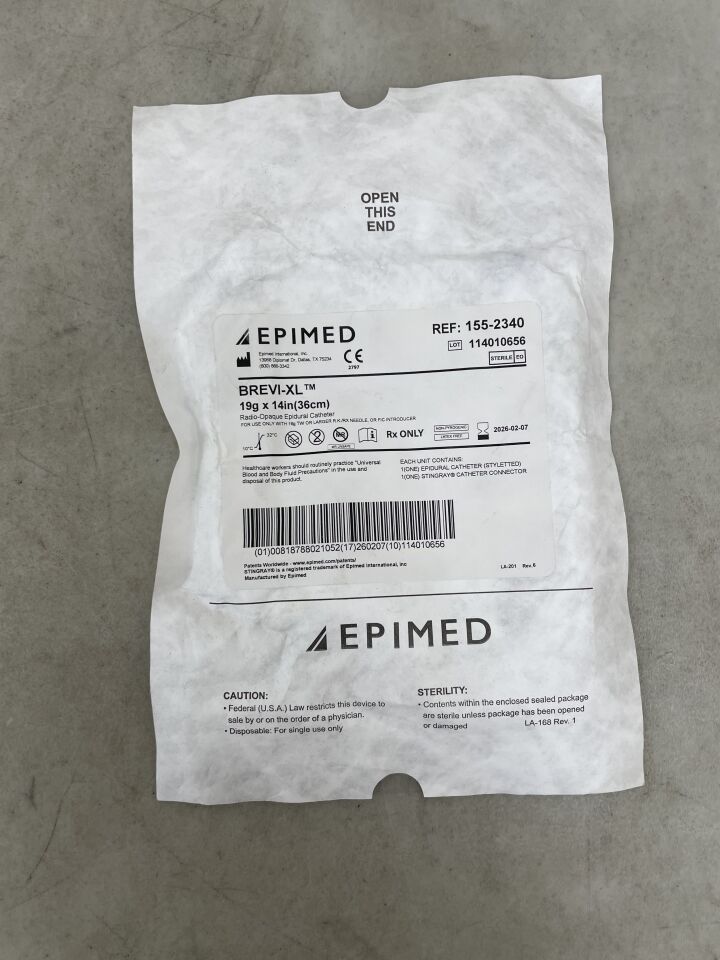 155-2340 - EPIMED - Brevi-XL 19g x 14" / R.K. ™ 16 TW X 3.5" w/ plastic LOR, (EA) - ( Expiry Date: 2026-02-07 )