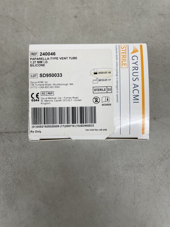 240046 - GYRUS ACMI - Paparella Vent Tube, Ultrasil Silicone 1.27mm, (BX/6) - ( Expiry Date: 2025-07-16 )