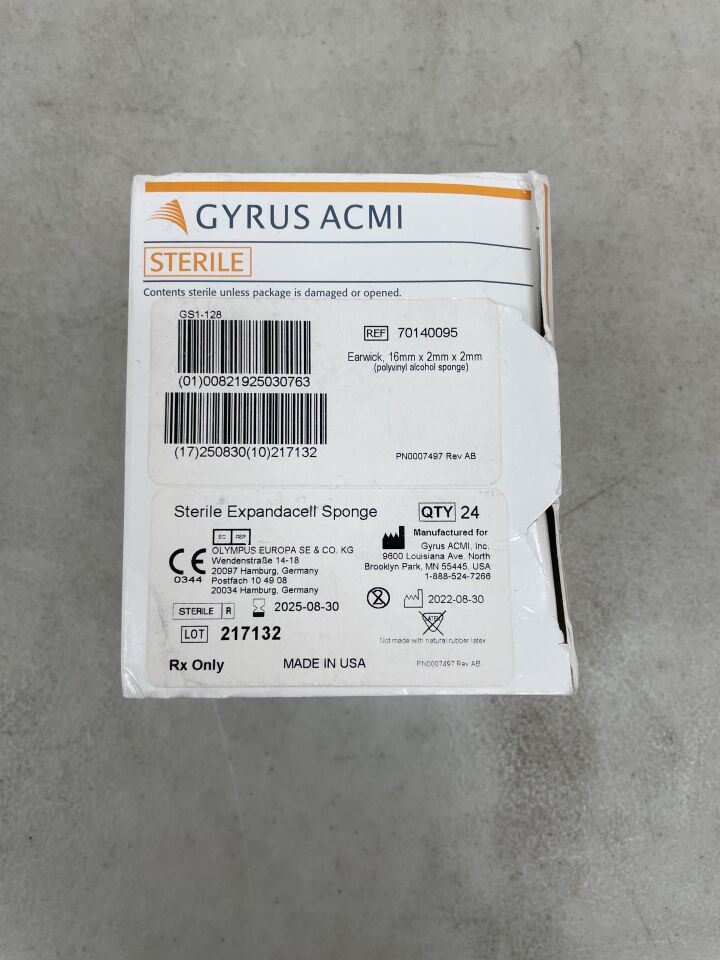 70140095 - GYRUS ACMI - Earwick Polyvinyl Alcohol Sponge, 16 x 2 x 2mm, (BX/24) - ( Expiry Date: 2025-08-30 )