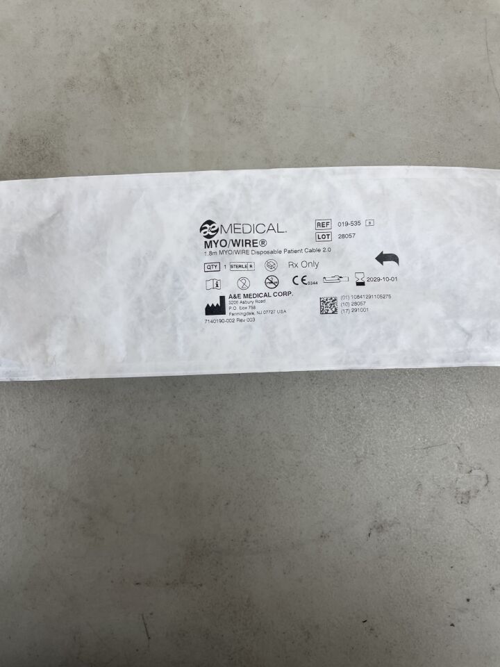 019-535 - A&amp;E MEDICAL - MYO/WIRE 1.8mm 一次性病人電纜 2.0，（EA）-（有效期：2029-10-01）