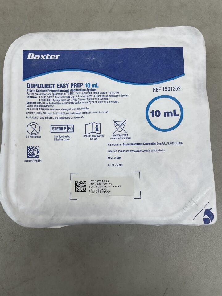 1501252 - BAXTER - Duploject Tisseel Fibrin Sealant Easy Prep System, 10ml (does not contain Fibrin), (EA) - ( Expiry Date: 2026-09-30 )