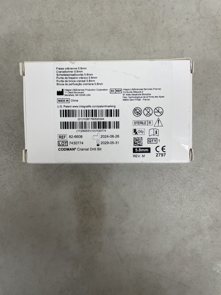 82-6608 - CODMAN - Broca craneal con microsensor, 5,8 mm de diámetro, (caja/1) - (Fecha de caducidad: 2029-05-31)