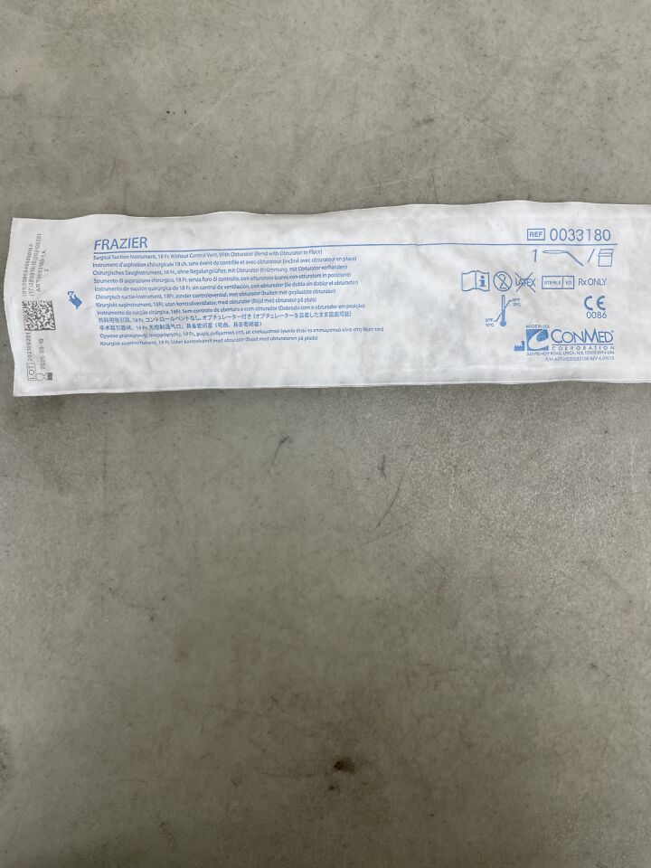 33180 - CONMED - Standard Frazier Suction Instrument, 18 Fr Size, (EA) - ( Expiry Date: 2026-09-19 )