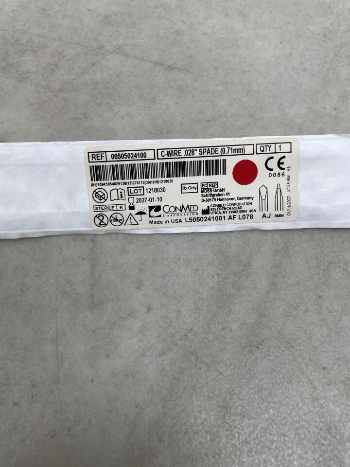 505024100 - CONMED - C-Wire Pak Double Ended Orthopedic Wire, Spade, 0.028 in. dia., (EA) - ( Expiry Date: 2027-01-10 )