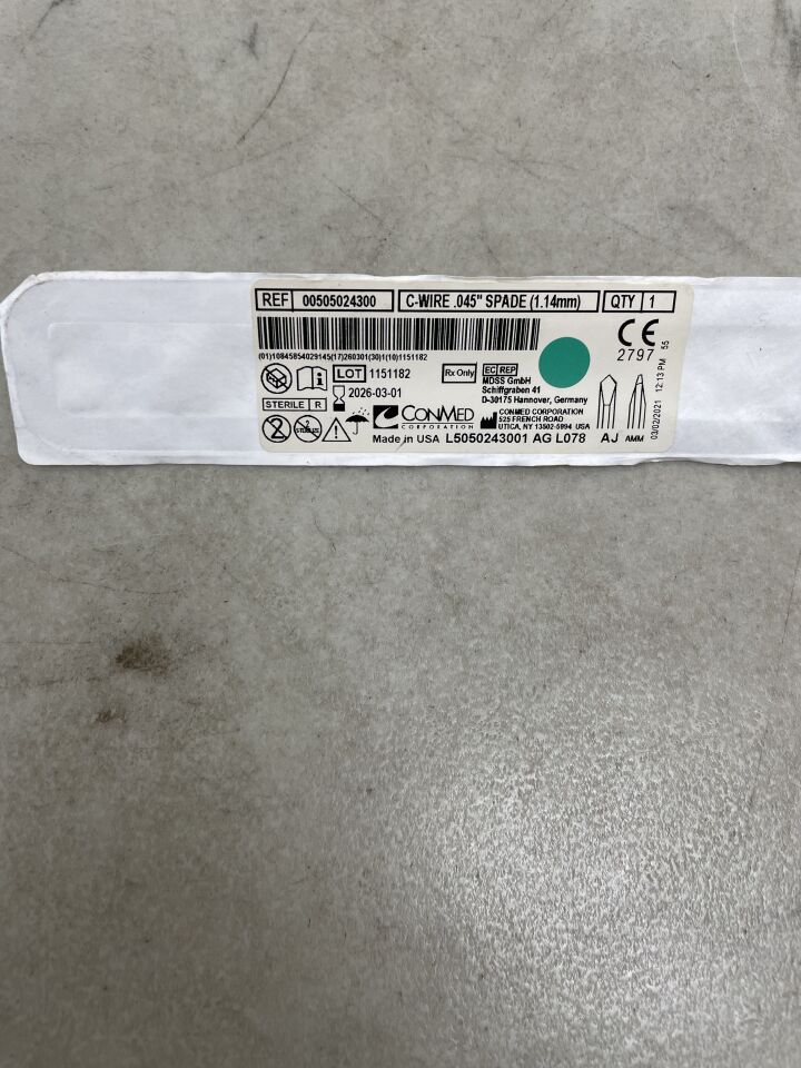 505024300 - CONMED - C-Wire Pak Double-Ended Orthopedic Wire, 0.045 in. Size, 5 in. Length, () - ( Expiry Date: 2026-03-01 )