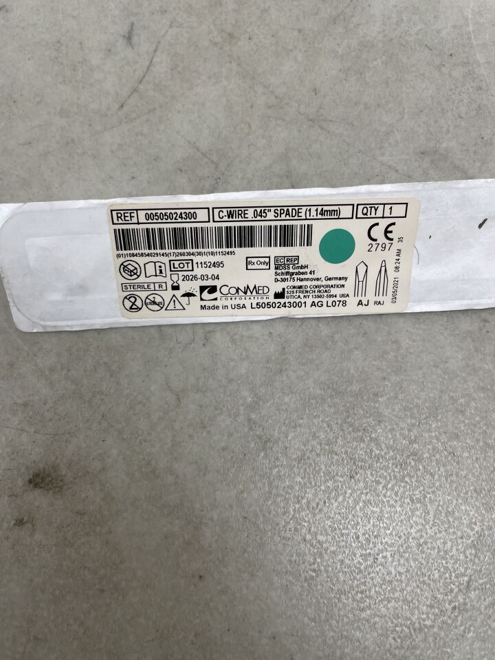 505024300 - CONMED - C-Wire Pak Double-Ended Orthopedic Wire, 0.045 in. Size, 5 in. Length, () - ( Expiry Date: 2026-03-04 )