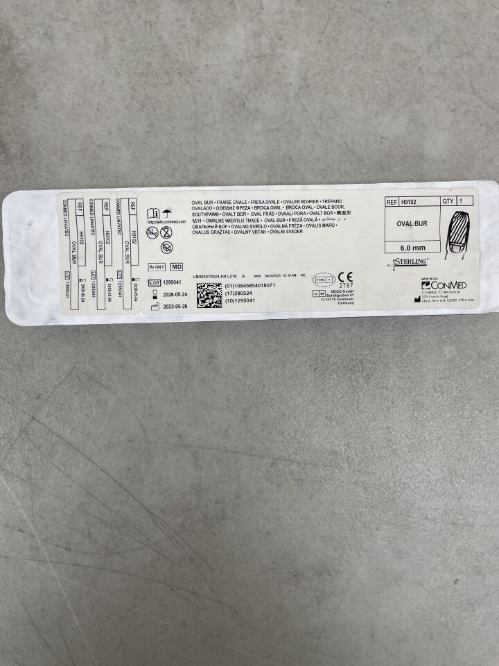 H9102  -  CONMED  -  6.0mm Oval Bur , ( EA )  -  ( Expiry Date : 2028-05-24 )