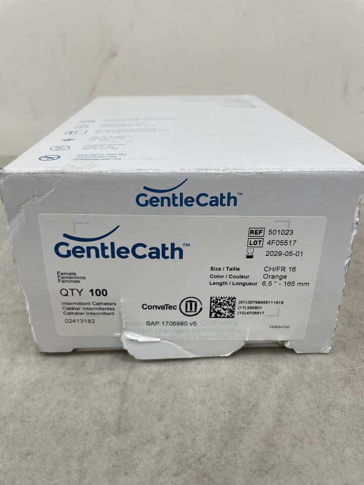 501023 - CONVATEC - Catéter urinario, acodado, intermitente, femenino, 16 Fr, 6", (caja/100) - (Fecha de caducidad: 01/05/2029)