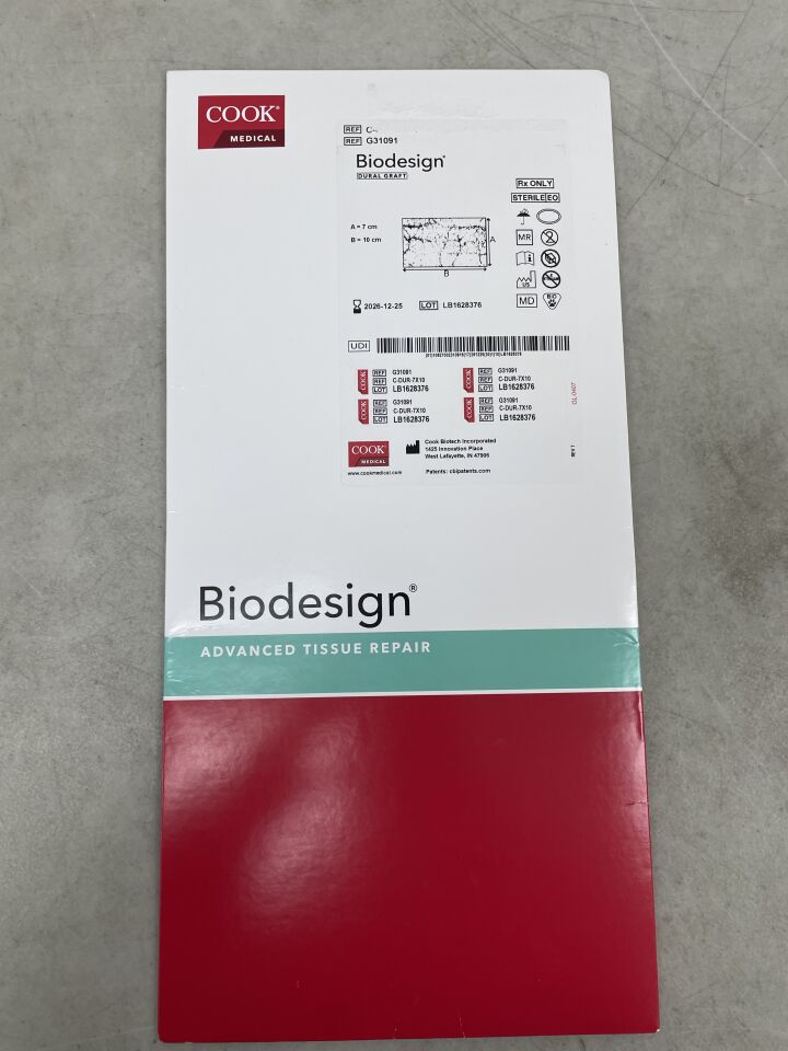 G31091 - COOK - Injerto dural Biodesign de 7 cm x 10 cm (caja/1) - (Fecha de caducidad: 25/12/2026)
