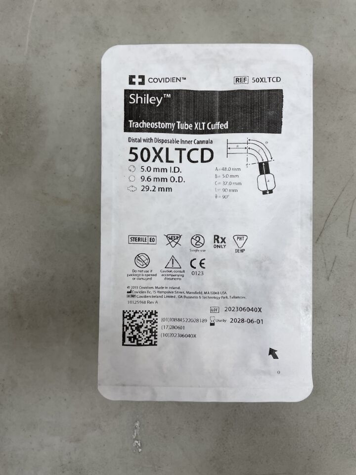 50XLTCD - COVIDIEN - Shiley 氣管切開套管 XLT 帶氣囊，遠端 5.0mm，（EA）-（有效期：2028-06-01）
