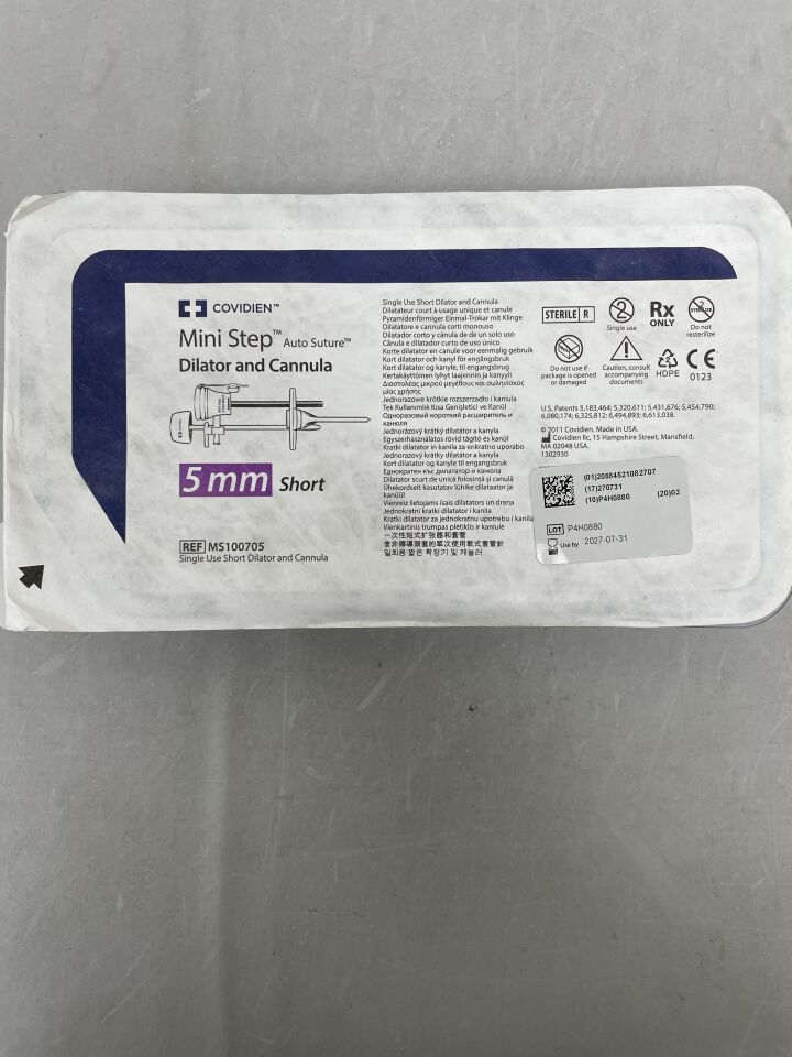MS100705 - COVIDIEN - 迷你階梯式 5mm 套管及擴張器（附套管），短款，（EA）-（有效期至：2027-07-31）
