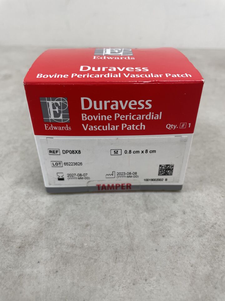 DP08X8 - EDWARD LIFE SCIENCE - Parche vascular pericárdico bovino Duravess, 0,8 cm x 8 cm, (caja/1) - (Fecha de caducidad: 07/08/2027)