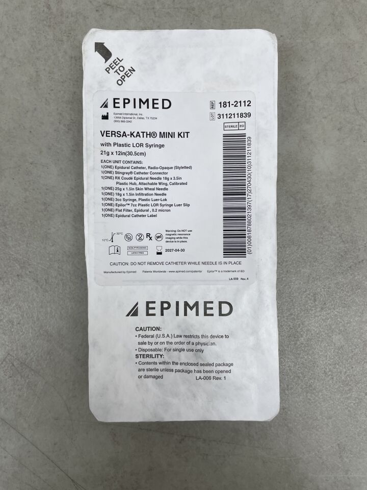 181-2112 - EPIMED - Versa-Kath 21 g x 12" con RX Coudé 18 g TW x 3,5", (EA) - (Fecha de caducidad: 2027-04-30)