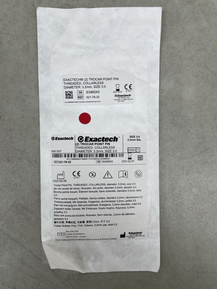 521-78-32 - EXACTECH - 套管針尖端尺寸 - 3.0（每包 2 個），（EA）-（有效期至：2031-02-07）