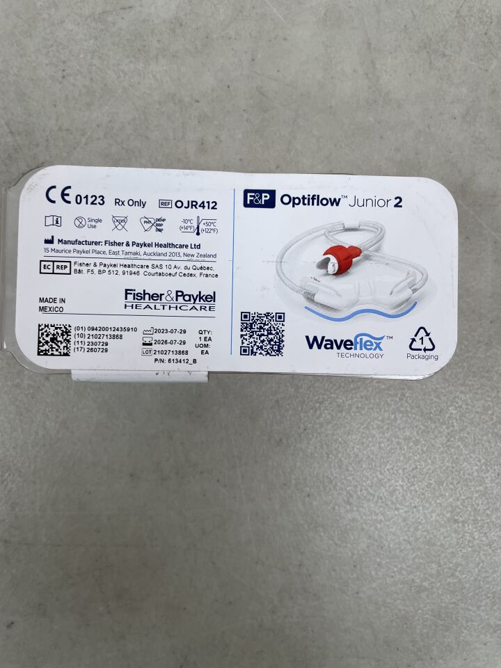 OJR412 - FISHER &amp; PAYKEL - Cánula nasal Optiflow Junior 2, pequeña, (unidad) - (Fecha de caducidad: 29/07/2026)