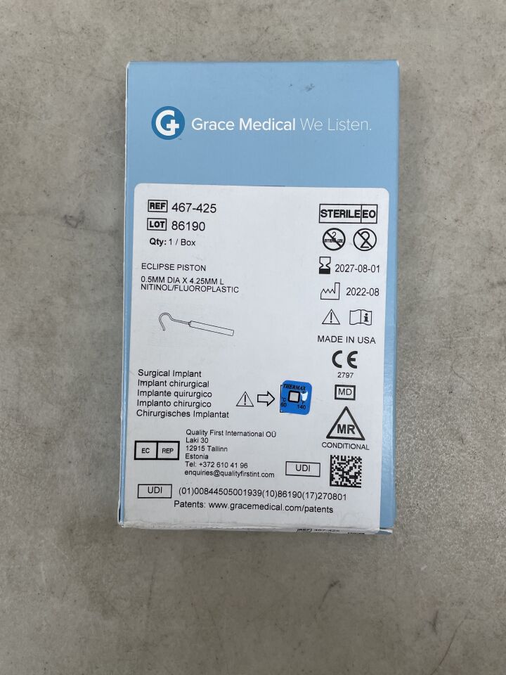 467-425 - GRACE MEDICAL - Pistón Eclipse, 0,5 mm x 4,25 mm, (caja/1) - (Fecha de caducidad: 01/08/2027)