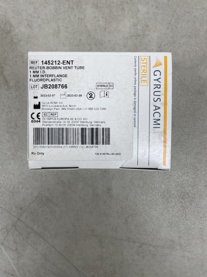 145212-ENT - GYRUS ACMI - Fluoroplastic Reuter Bobbin Vent Tube without Hole, 1 mm ID, (BX/6) - ( Expiry Date: 2033-03-07 )