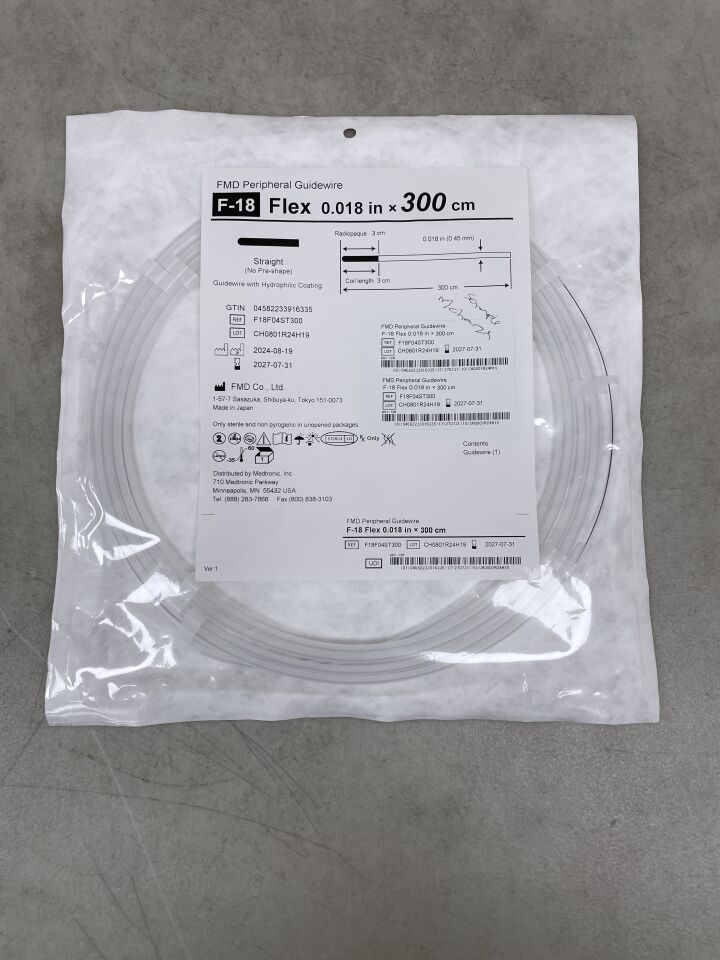 F18F04ST300  -  MEDTRONIC  -  FMD Peripheral Guidewire, Straight, 0.018" x 300cm , ( EA )  -  ( Expiry Date : 2027-07-31 )