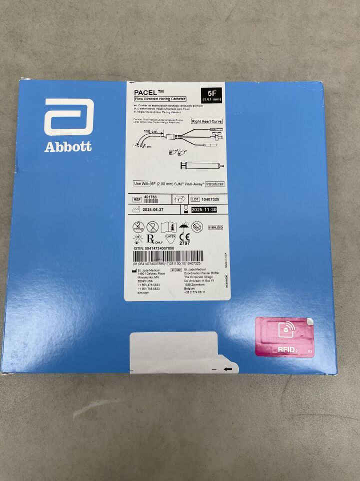 401763 - ABBOTT - PACEL Flow Directed Pacing Catheter, Right Heart Curve 5F x 110cm, (BX/1) - ( Expiry Date: 2025-11-30 )