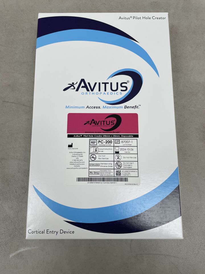 PC-200 - AVITUS ORTHOPAEDICS - Pilot Hole Creator 8mm x 20mm, (BX/1) - ( Expiry Date: 2024-10-26 )