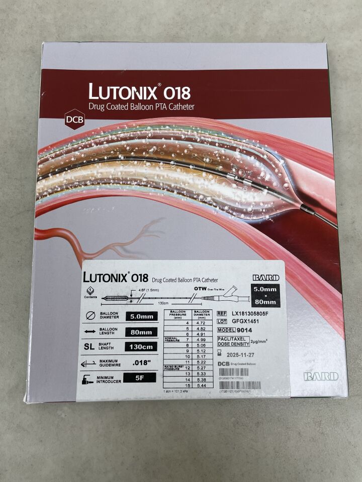 LX181305805F - BARD - LUTONIX 018 Drug Coated Balloon PTA Catheter - 5Fr x 5mm x 80mm x 130cm, (BX/1) - ( Expiry Date: 2025-11-27 )