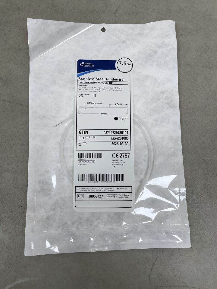 20108 - BOSTON SCIENTIFIC - Stainless Steel Guidewire - Floppy Radiopaque Tip - .018" x 7.5cm x 60cm, (EA) - ( Expiry Date: 2025-08-30 )