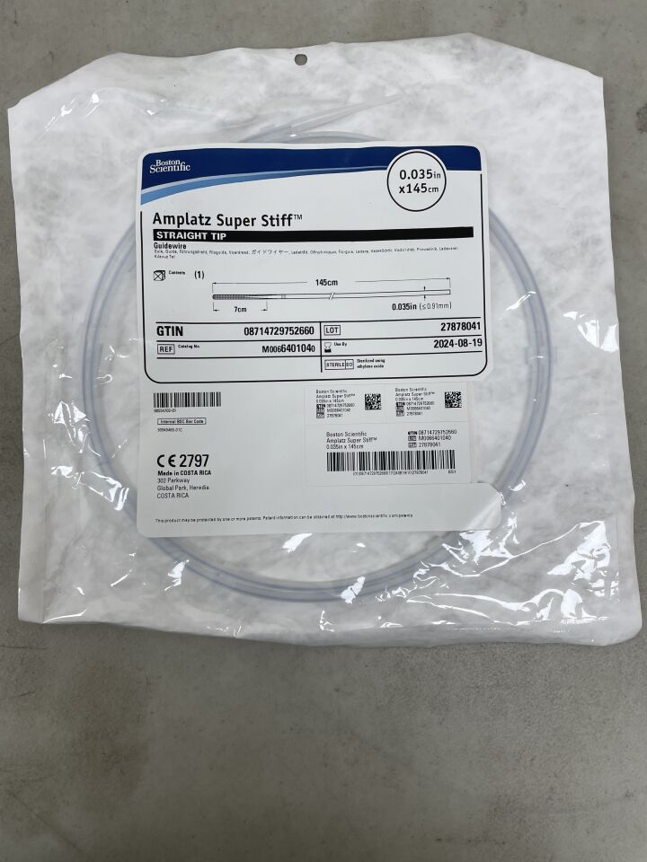 640104 - BOSTON SCIENTIFIC - Amplatz Super Stiff Guidewire - Straight Tip - .035" x 145cm, (EA) - ( Expiry Date: 2024-08-19 )