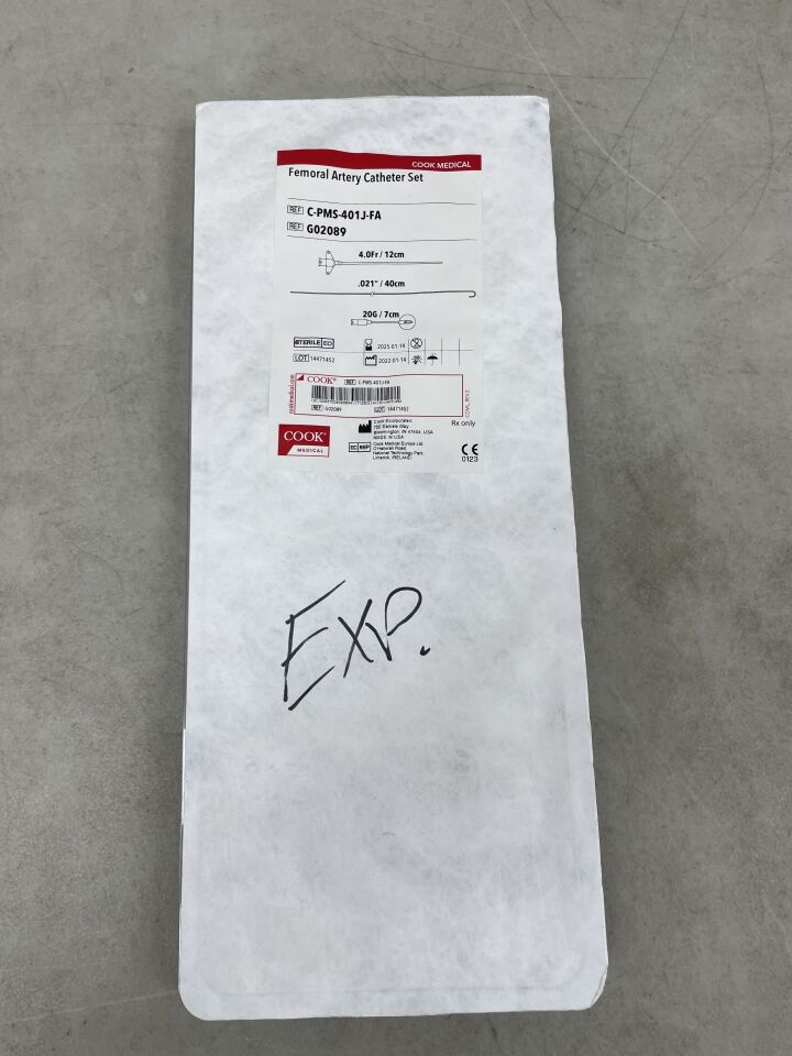 G02089 - COOK - Femoral Artery Catheter Set 4.0Fr x 12cm, (EA) - ( Expiry Date: 2025-01-14 )