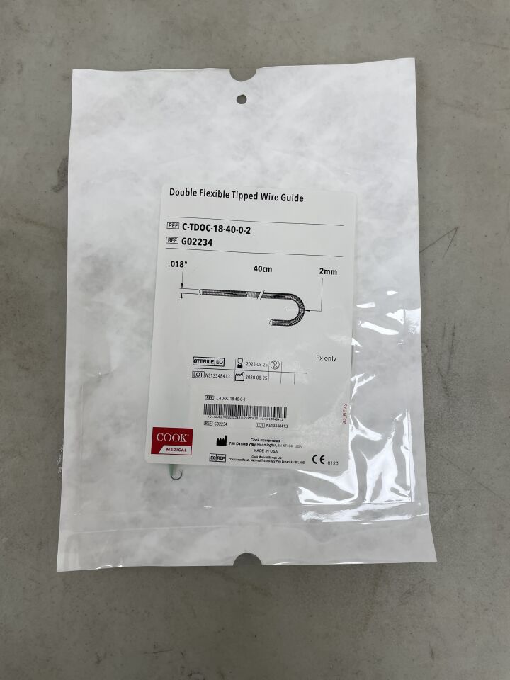 G02234 - COOK - Double Flexible Tipped Wire Guide: 0.018" x 40cm, 2mm, (EA) - ( Expiry Date: 2025-08-25 )