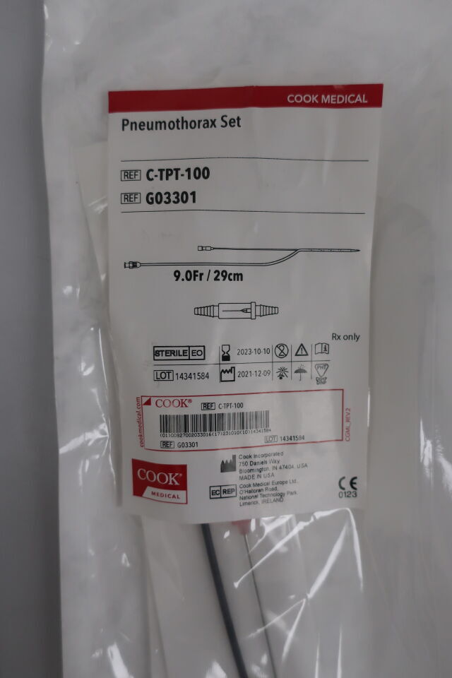 G03301 - COOK - Standard Pneumothorax Set, 19 cm Catheter Length, (EA) - ( Expiry Date: 2025-08-06 )