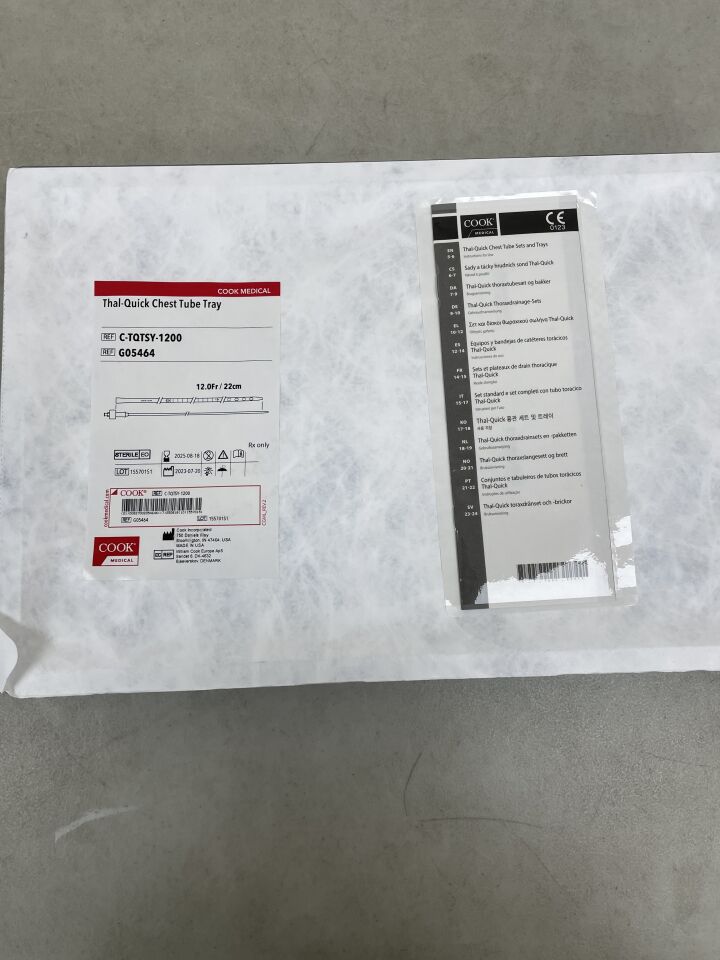 G05464 - COOK - Thal-Quick Chest Tube Tray - C-TQTSY-1200 - 12Fr x 22cm, (EA) - ( Expiry Date: 2025-08-18 )