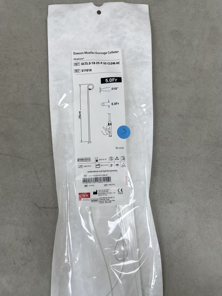 G11018 - COOK - Dawson-Mueller Multipurpose Drainage Catheter 5F x 25cm, 0.018", () - ( Expiry Date: 2025-07-25 )