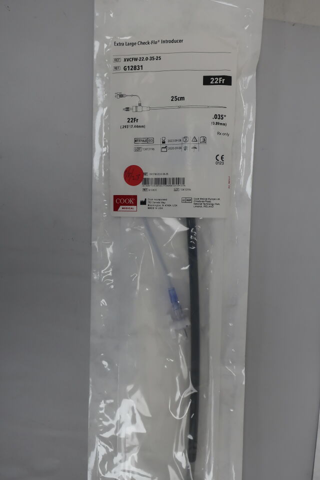 G12831 - COOK - Check Flo Introducers, Extra-Large, 22 Fr, (EA) - ( Expiry Date: 2025-08-18 )