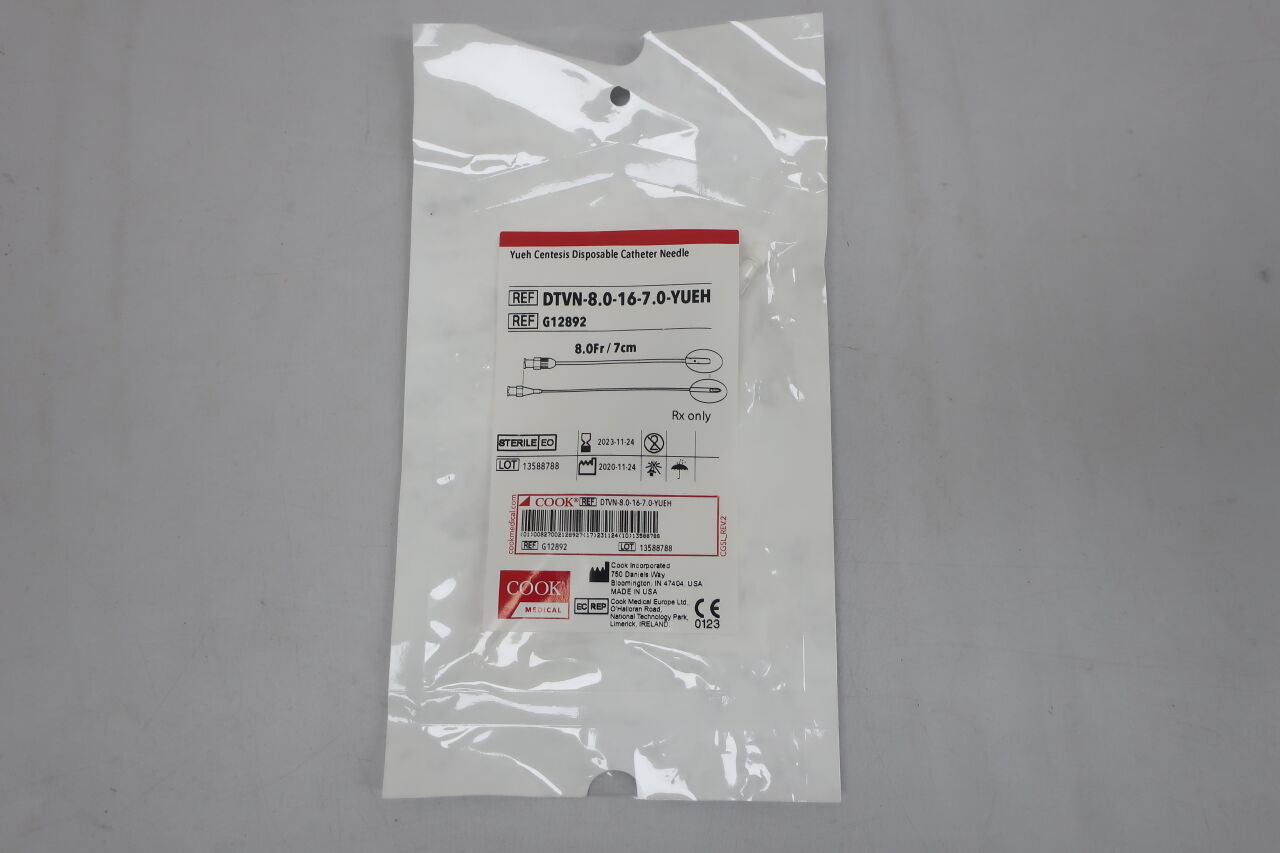 G12892 - COOK - Yueh Centesis Disposable Catheter Needle Body 8.0Fr x 7CM, () - ( Expiry Date: 2025-09-15 )