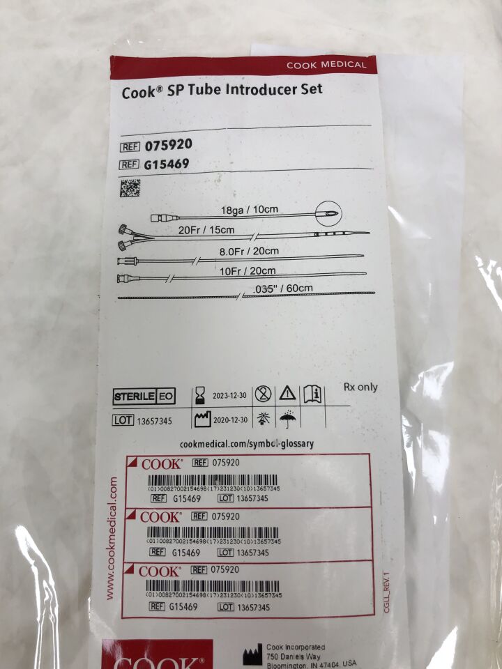 G15469 - COOK - SP Tube Introducer Set, 18G, 20F, 10F, 0.035in, (EA) - ( Expiry Date: 2025-08-17 )