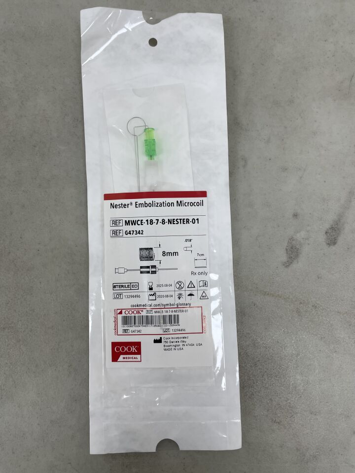 G47342 - COOK - Nester Embolization Microcoil - .018" x 7cm x 8mm, (EA) - ( Expiry Date: 2025-08-04 )