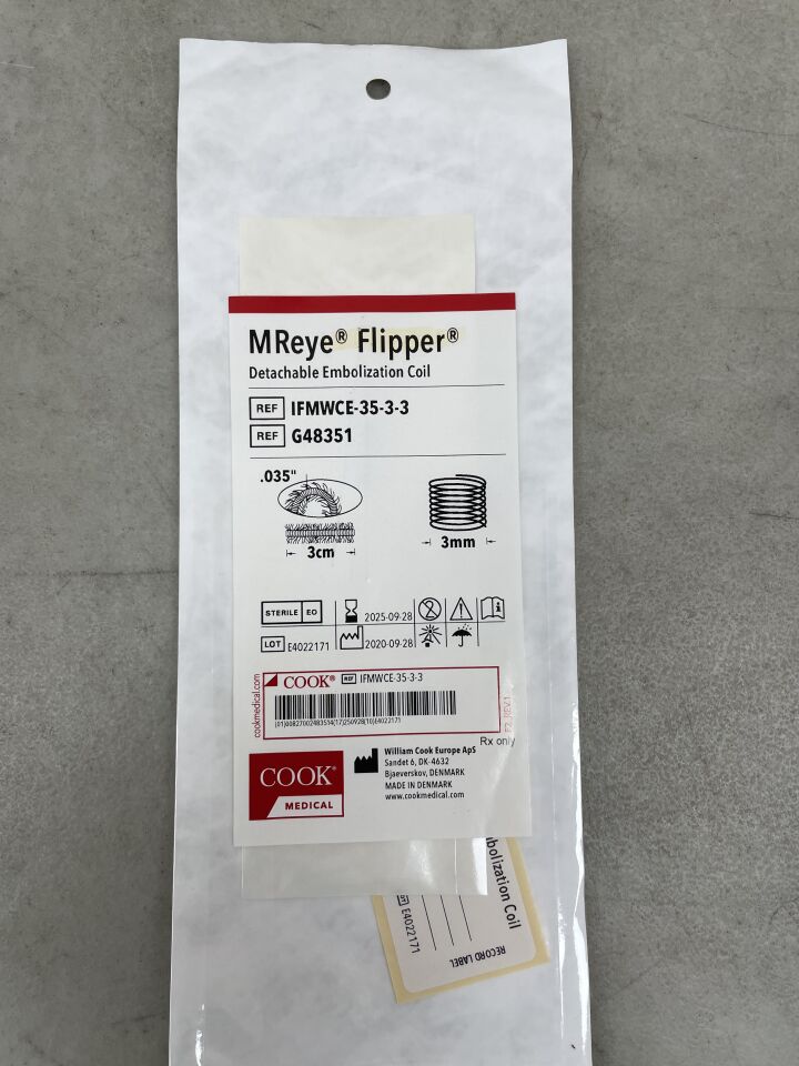 G48351 - COOK - MReye Flipper Detachable Embolization Coil 3cm x 3mm, (EA) - ( Expiry Date: 2025-09-28 )