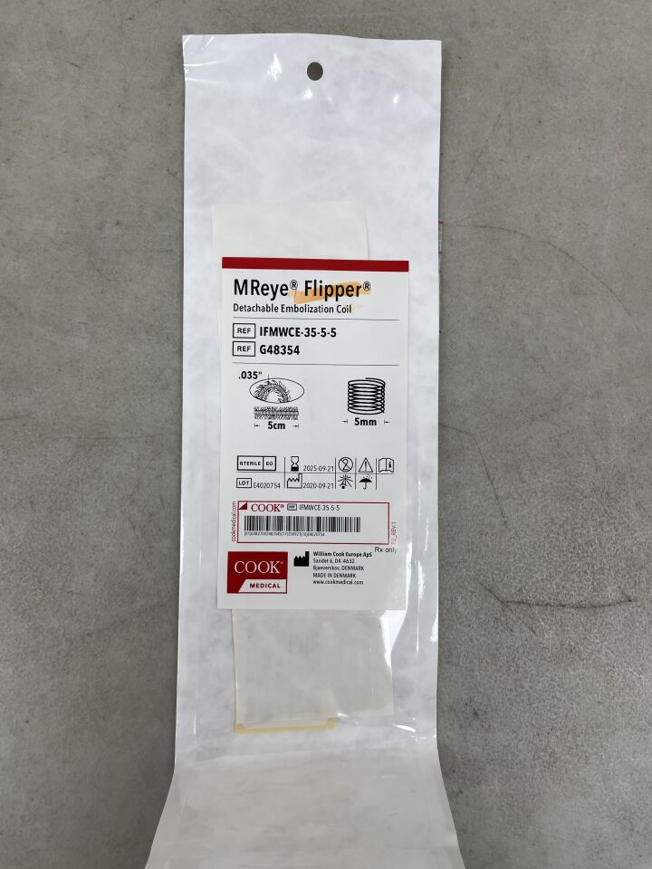 G48354 - COOK - MReye Flipper Detachable Embolization Coil - 5cm x 5mm, (EA) - ( Expiry Date: 2025-09-21 )