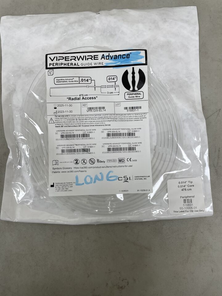 VPR-GW-EL14 - CSI - Peripheral Guidewire, 0.014 in. dia. x 475 cm Length, (EA) - ( Expiry Date: 2025-11-30 )