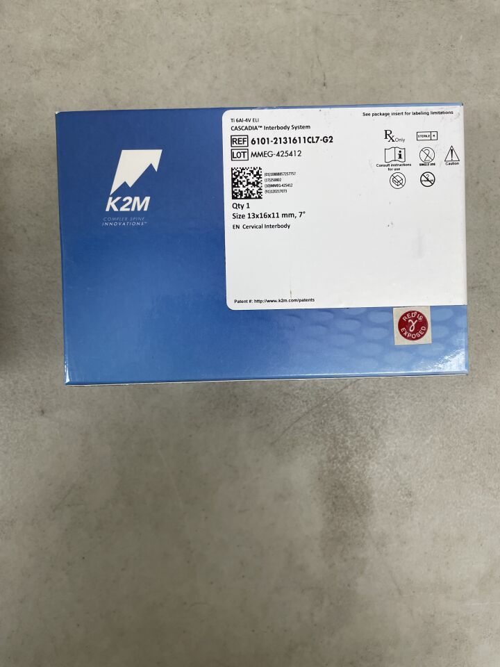 6101-2131611CL7-G2 - K2M - Cascadia Cervical Interbody Size 13 x 16 x 11mm, 7 Degree, (BX/1) - ( Expiry Date: 2025-08-02 )